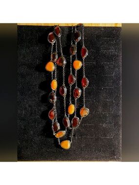 Talbots Hematie Tone Mixed Rhinestone Multi Bead Necklace MWOT 20"